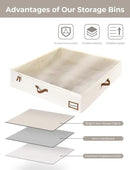 StorageWorks Underbed Storage Box, Under Bed Clothes Organizer With Sturdy Structure and Ultra Thick Fabric, Beige, 33" L x 31" W x 6 ¾ "H, 2 pack by CozyNest Decor