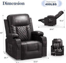 Recliner Chairs for Adults, FSC Certified Massage Rocker with Heated Modern Ergonomic Lounge 360 Degree Swivel Single Sofa Seat Living Room Lounge Recliners Brown by CozyNest Decor