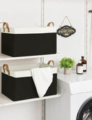 StorageWorks Storage Bins, Fabric Storage Bins for Shelves, Extra Large Storage Baskets with Metal Frame, Closet Baskets and Bins with Handles, Jumbo, Black and White, 2-Pack by CozyNest Decor