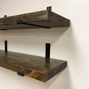 Rustic Shelves with J-Brackets Set of 2, Industrial Shelf, Kitchen Shelves, Solid Wood, Decorative Wall Storage, Heavy Duty, URBANDI (Dark Brown, 36Wx12D) by CozyNest Decor
