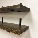 Rustic Shelves with J-Brackets Set of 2, Industrial Shelf, Kitchen Shelves, Solid Wood, Decorative Wall Storage, Heavy Duty, URBANDI (Dark Brown, 12Wx12D) by CozyNest Decor
