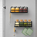 Magnetic Spice Rack Refrigerator Magnetic Shelf Fridge Organizer Space Saver Container for Kitchen/Apartment, Drill free, Black 4 Packs by CozyNest Decor
