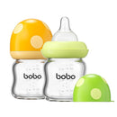 YOHKOH Natural Glass Baby Bottle with Natural Response Nipple, Newborn Anti-Colic Baby Bottles, Wide Neck Mushroom Cap Baby Bottle, Clear (Multicolour1, 3.4oz (Pack of 2)) by TinyTreasures Baby Boutique