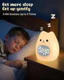 Cat Alarm Clock for Kids with Night Light, Sleep Training Clock Time to Wake Clock, Rechargeable Silicone Light for Bedroom, Perfect Sleep Companion for Boys Girls by TinyTreasures Baby Boutique