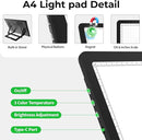 Zocelight Rechargeable A4 Light Pad with Built-in Stand,Super Bright Magnetic Light Table with Physical Buttons,Wireless Light Box for Tracing, Light Board for Diamond Painting,Sketching Weeding Vinyl by TinyTreasures Baby Boutique