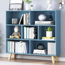 IOTXY Wooden Open Shelf Bookcase - 3-Tier Floor Standing Display Cabinet Rack with Legs, 7 Cubes Bookshelf, Bright Blue by CozyNest Decor