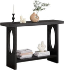 BECHAEO 47-Inch Modern Narrow Console Tables with Solid Wood Veneer - 2’’ Thickened Tabletop, 2-Tier Slim Sofa Table Behind Couch, Rectangle Entryway Table for Hallway Living Room, Black Oak by CozyNest Decor