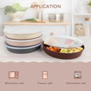 greenandlife 9 Inch 4PCS Portion Control Plates with Lids, Divided Plates for Kids Adults, Dishwasher Microwave Safe Compartment Plate, Unbreakable Lightweight Reusable Wheat Straw Plate, Earth Tone by CozyNest Decor