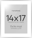 Homeforia Silver 14x17 Picture Frame, High End Metal 14 x 17 Frame with Mat 11 by 14 in Photo, 14x17 Silver Poster Frame Matted to 11x14 Print, 17x14 Hanging Frames, Tempered Glass, Wall Kit, Set of 1 by CozyNest Decor
