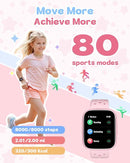Kids Watch for Girls 5-12, Kids Smart Watch Fitness Tracker Pedometer, No Phone Needed, Puzzle Games with Parental Control, IP68 Waterproof, Heart Rate, Sleep Monitor, Step Counter, 80 Sports by TinyTreasures Baby Boutique