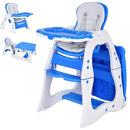 Costzon Baby High Chair, 3 in 1 Infant Table and Chair Set, Convertible Booster Seat with 3-Position Adjustable Feeding Tray, Adjustable Seat Back, 5-Point Harness (Blue) by TinyTreasures Baby Boutique