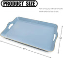 Spsyrine Light Blue Decorative Tray, Elegant Plastic Serving Tray with Handles, Coffee Table Tray for Ottoman, Living Room, Home Decor by CozyNest Decor