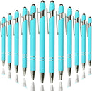 Ballpoint Pen with Stylus Tip, Soft Touch Click Metal Pen, 1.0mm Medium Point, Black Ink, 12 Count(Light Blue) by TinyTreasures Baby Boutique
