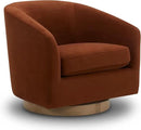 CHITA Swivel Accent Chair, FSC Certified Upholstered Velvet Barrel Chair for Living Room, Fully Assembled, Burnt Orange by CozyNest Decor