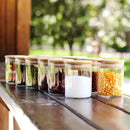 Glass Jars Set,Upgrade Spice Jars with Wood Airtight Lids and Labels, 6oz 12 Piece Small Food Storage Containers for Home Kitchen, Tea, Herbs, Sugar, Salt, Coffee, Flour, Herbs, Grains… by CozyNest Decor