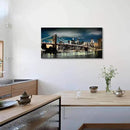 Brooklyn Bridge Canvas Wall Art: Skylines Lights & Reflections in New York Artwork for Decor by CozyNest Decor