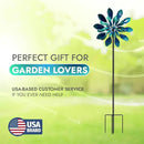 Large Wind Spinners - Decorative Garden Whirligigs - Durable Metal Flower Art - Ideal for Yard Decor and Gifts - Outdoor Accessories - Designed for Patios & Landscapes Blue 24"W x 84"H by CozyNest Decor