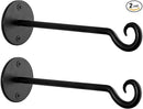 Monarch Abode Wall Mount Plant Hook Premium Metal Decorative Hanging Bracket for Plants Bird Feeders Planters Home Decor, Heavy Duty, 7.5 inch, Set of 2, Black by GreenHaven Gardens