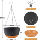 10 inch Plant Pot Hanging Planters Self Watering Pots for Indoor Plants, 3 Pack Plastic Hanging Basket with Removable Tray for Home Garden Porch Balcony Patio Decor(Black) by CozyNest Decor