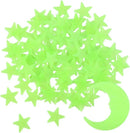 100 Stars and 1 Moon Glow in The Dark Luminous Fluorescent 3D Plastic Glow Stars Moon for Ceiling, Glowing Wall Stickers Create a Realistic Starry Sky, Room Decorations (Green) by CozyNest Decor