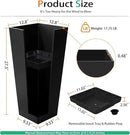 Tall Planters for Outdoor Plants, Large Resin Flower Pots for Garden, Front Porch, Patio, Indoor - Set of 2 (Black, 27.5 inch - 2 Pack) by CozyNest Decor