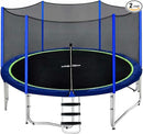 Zupapa Trampolines No-Gap Design 1500 LBS Weight Capacity 16 15 14 12 10 8FT for Kids Children with Safety Enclosure Net Outdoor Backyards Large Recreational Trampoline by TinyTreasures Baby Boutique