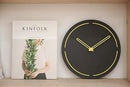 Stephanie Imports Modern Minimalist Dark Concrete Gray Silent Wall Clock (Yellow) by CozyNest Decor