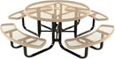 Coated Outdoor Furniture Heavy-Duty Portable Outdoor Kids Table with Umbrella Hole, Expanded Metal Kids Picnic Table, Commercial-Grade, Made in America (46 In, Round, Childrens, Tan) by GreenHaven Gardens
