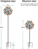 Copper Wind Spinners Outdoor 74 Inches with Solar LED Light, Kinetic Dual Wind Sculptures & Spinners for Yard Lawn Garden Decor, Large Metal Clearance Windmill with Bronze Leaf by CozyNest Decor