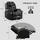 Power Recliner Chair with Heat and Massage, PU Leather Home Theater Seating with LED Lights/Cup Holders/Side Pocket/USB Port, Reclining Sofa Chair for Living Room(2, Brown) by CozyNest Decor