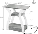End Tables Living Room Set of 2,Grey End Table with Charging Station,Grey Side Table, Nightstand for Bedroom, 3 Tier End Table with Storage Shelf for Living Room by CozyNest Decor
