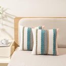 Boho Throw Pillow Covers 18x18 Set of 2 Farmhouse Decorative Cushion Case Striped Square Pillows Cover Chenille Pillow Cases Accent Neutral Pillowcase for Sofa Couch Bed,Blue by CozyNest Decor