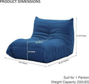 Luxury Sofa Couch Chair, Lazy Floor Seating, Fireside Bean Bag Chair, Ergonomic Tatami Sofa Lounger for Living Room, Bedroom, Office, Single Seat, Blue by CozyNest Decor