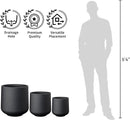 Kante 15.3" Dia Round Concrete Planter, Outdoor Indoor Large Plant Pots Containers with Drainage Hole and Rubber Plug for Home Garden Patio, Black by GreenHaven Gardens