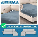 H.VERSAILTEX Velvet Stretch Individual Chaise Cover Sectional Couch Covers for L Shaped Sofa Both Left/Right Furniture Protector Seat Cushion Sofa Cover (1 Piece Chaise Cover, Stone Blue) by CozyNest Decor