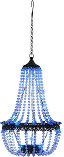 Hanging Solar Chandelier Outdoor, 30 Blue Lights Acrylic Clear Beaded Chandelier with S Hooks Modern Lantern for Garden Yard Patio Gazebo Decorations, 28”H by CozyNest Decor