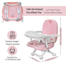 Baby Booster Seat for Dining Table with Removable Tray & Cushion, 3in1 Portable Toddler Booster Seat, 4 Height Adjustable Travel High Chair for Babies and Toddlers by TinyTreasures Baby Boutique