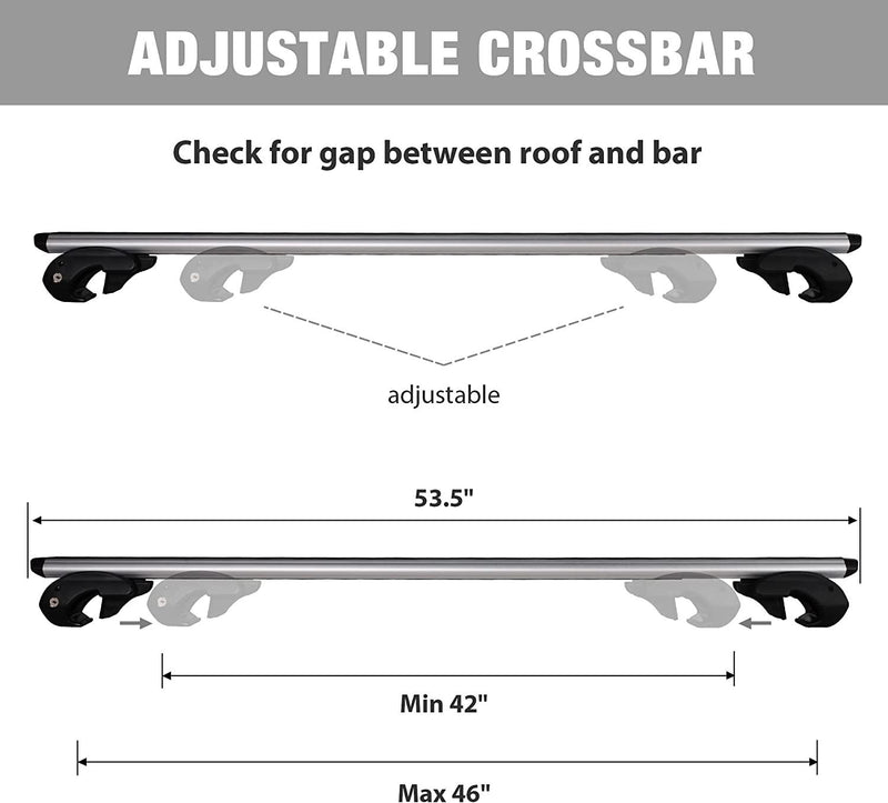 54" Universal Roof Rack Crossbars with Locks Adjustable Aluminum Cargo Carrier Fit for Cars with Side Rails