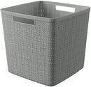 Curver Set of 4 Jute Large Cube Decorative Plastic Organization and Storage Baskets, Perfect Bins for Home Office, Closet Shelves, Kitchen Pantry and All Bedroom Essentials, Grey by TinyTreasures Baby Boutique
