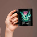 Customized Name Coffee Cup, Custom Hot Air Balloon Mug With Heart-Shaped, Personalized Northern Lights Ceramic Mug, Gift For Couples On Valentine's Day, Love Black Cup 11oz Or 15oz by CozyNest Decor