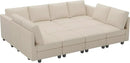 Belffin Oversized 12 Seat Modular Sectional Sleeper Sofa Convertible Sleeper Sofa with Storage Seat Large Corduroy Modular Sectional Couch for Living Room Beige by CozyNest Decor
