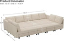 Belffin Large 15 Seat Modular Sectional Sofa with Storage Seat Corduroy Sleeper Sectional Sofa Bed Oversized Convertible Modular Couch for Living Room Beige by CozyNest Decor