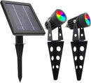 Mini 50X Twin Solar Spot Lights Outdoor Multi Color Changing RGB LED Spotlight Cast Aluminium for Outdoor Garden Yard Landscape Downlight by CozyNest Decor