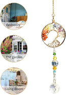 3pcs Tree of Life Chakra Crystal Suncatcher Windows Hanging Gloden Sun Catchers Decor with Prisms for Car, Feng Shui House Warming Gift for Home by GreenHaven Gardens