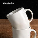 famiware Coffee Mugs Set of 4, Ocean Square 13oz Coffee Cup Set with Handle for Cocoa, Milk, Hot Chocolate, Tea, Water, Stoneware Cups for Kitchen, Microwave and Dishwasher Safe, Matte White