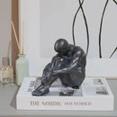Guichifun Sitting Man Sculptures Home Decor - Resin Bronze Male Holding Arms Legs Lonely Statues Decorative Objects Outdoor Gift for Men 7.5 x 3.7 x 5.8 Inch by CozyNest Decor
