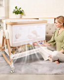 4 in 1 Baby Bassinet, Bassinets Bedside Sleeper with Wheels and Storage Basket, Adjustable 7 Heights Bedside Sleeper with Mosquito Net, Breathable Mesh Rocking Bassinet for Baby by CozyNest Decor