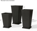 LA JOLIE MUSE 30 inch Tall Black Planters Set of 2, Indoor/Outdoor Rectangular Large V Shaped Taper Planters for Front Door by GreenHaven Gardens