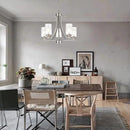 BONLICHT 5 Lights Traditional Chandelier Brushed Nickel Kitchen Island Dining Room Lighting Fixtures Hanging Seeded Glass Pendant Light Modern Flush Mount Ceiling Light for Living Room Bedroom Foyer by CozyNest Decor