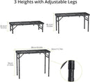 Folding Grill Table, Aluminum Camping Table Adjustable Height Max 27.5" Picnic Table Outdoor Table, Lightweight, Portable Handle for Travel Cooking BBQ Picnic, 35" x 16", Black by GreenHaven Gardens